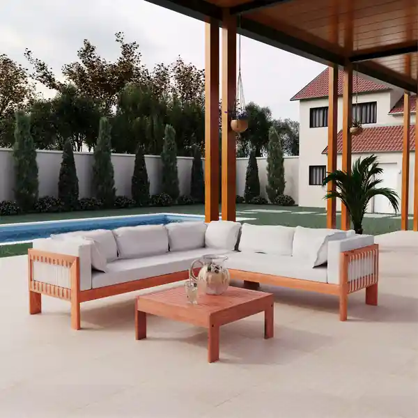 Conjunto Para Jardim Com Sofá De Canto E Mesa 5